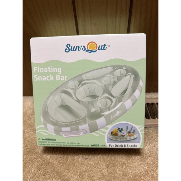 Sun’s Out Other - Sun's Out Floating Snack Bar Pool Float Cabana Stripe Drink Holder Age 14+